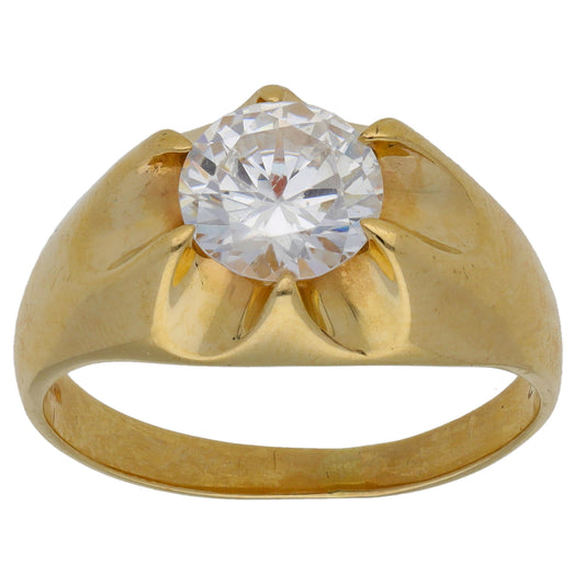 14ct Gold Cubic Zirconia Single Stone Ring Size Q