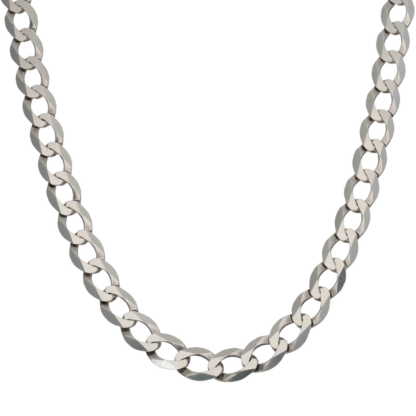 Sterling silver curb chain necklace with flat, interlocking links