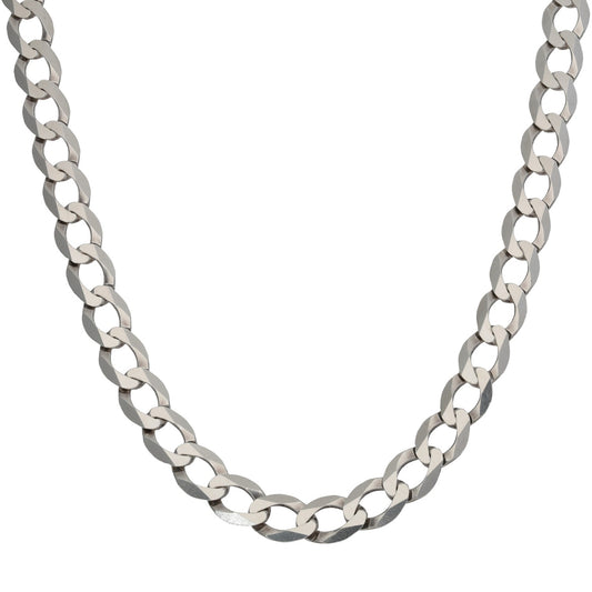 Sterling silver curb chain necklace with flat, interlocking links