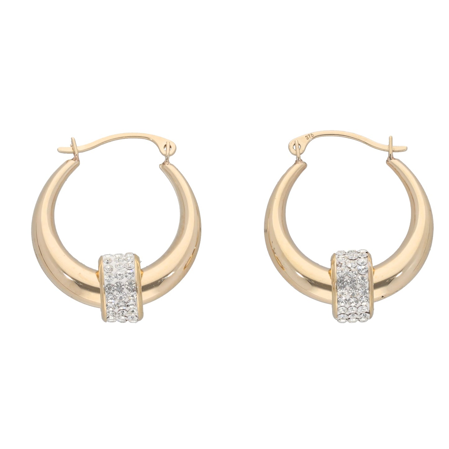 9ct Gold Hoop & CZ Ball Earrings