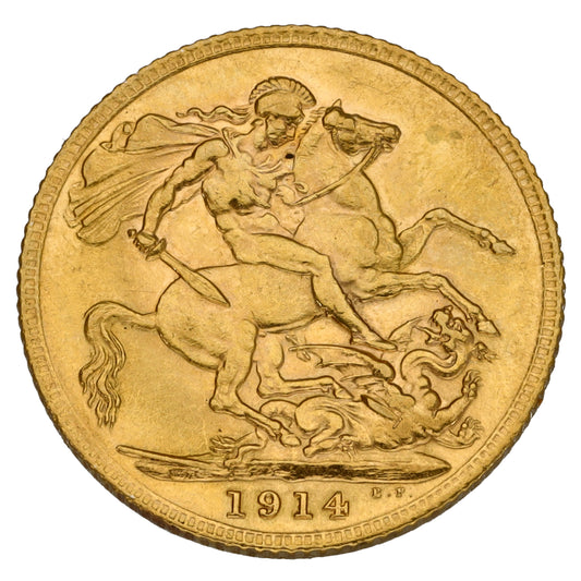 22ct Gold King George V Full Sovereign Coin 1914