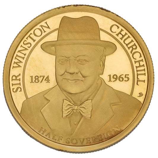 22ct Gold Sir Winston Churchill Half Sovereign Coin 2024
