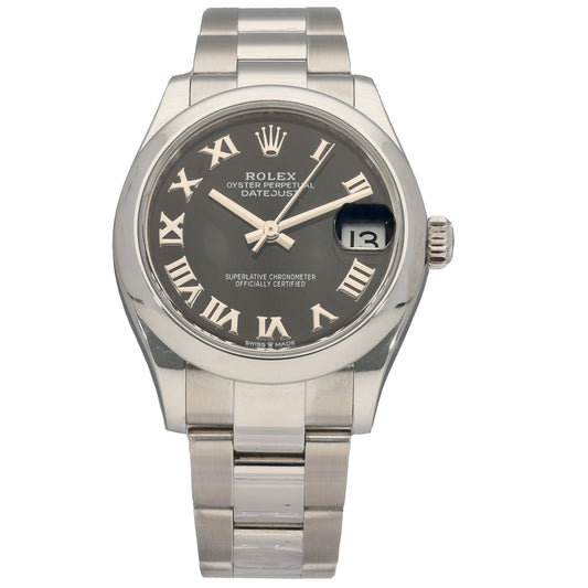 Rolex Datejust 278240 Stainless steel wristwatch with black dial, Roman numerals, and date window 