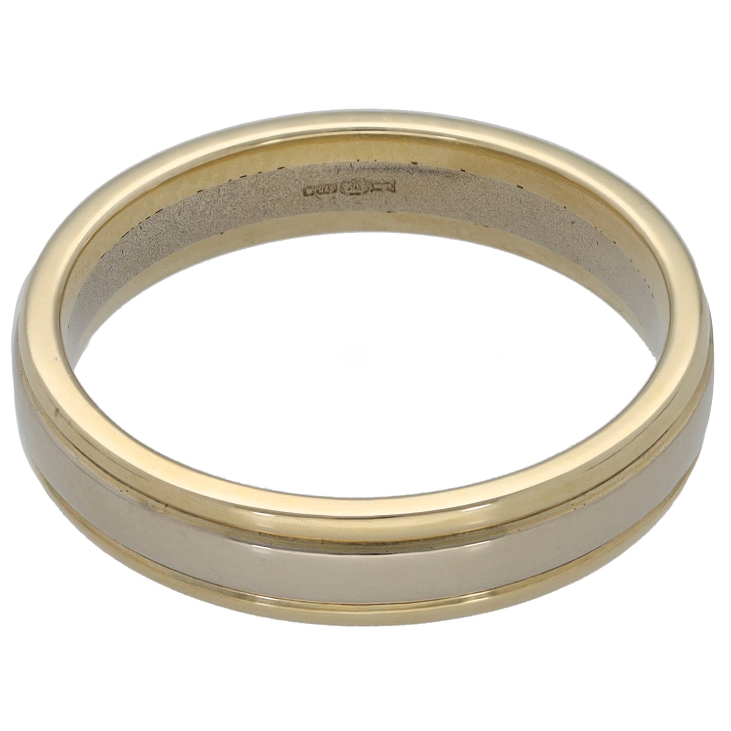 9ct Bi-Colour Gold Patterned Wedding Ring Size M