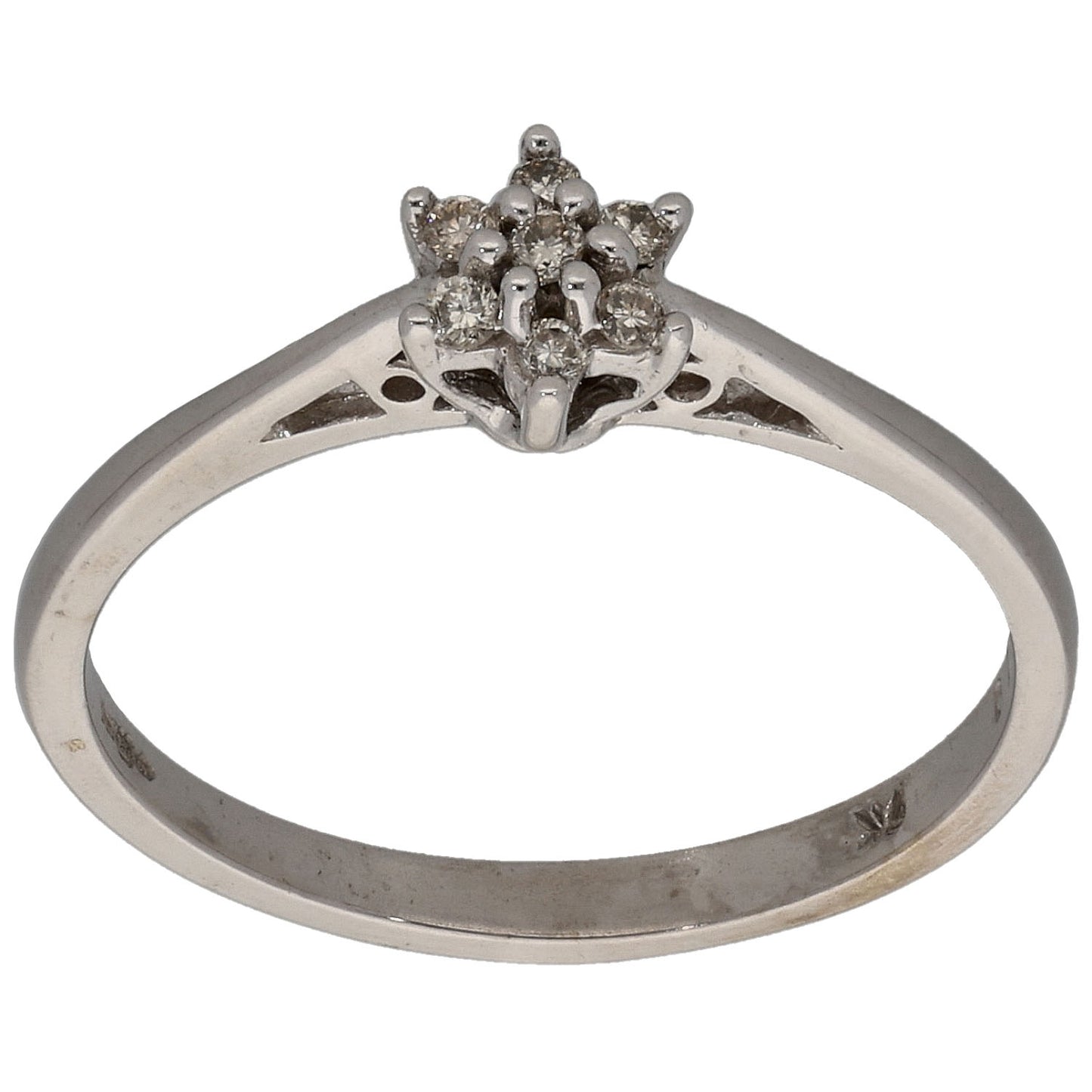 9ct White Gold 0.10ct Diamond Cluster Ring Size M