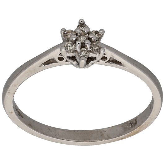9ct White Gold 0.10ct Diamond Cluster Ring Size M
