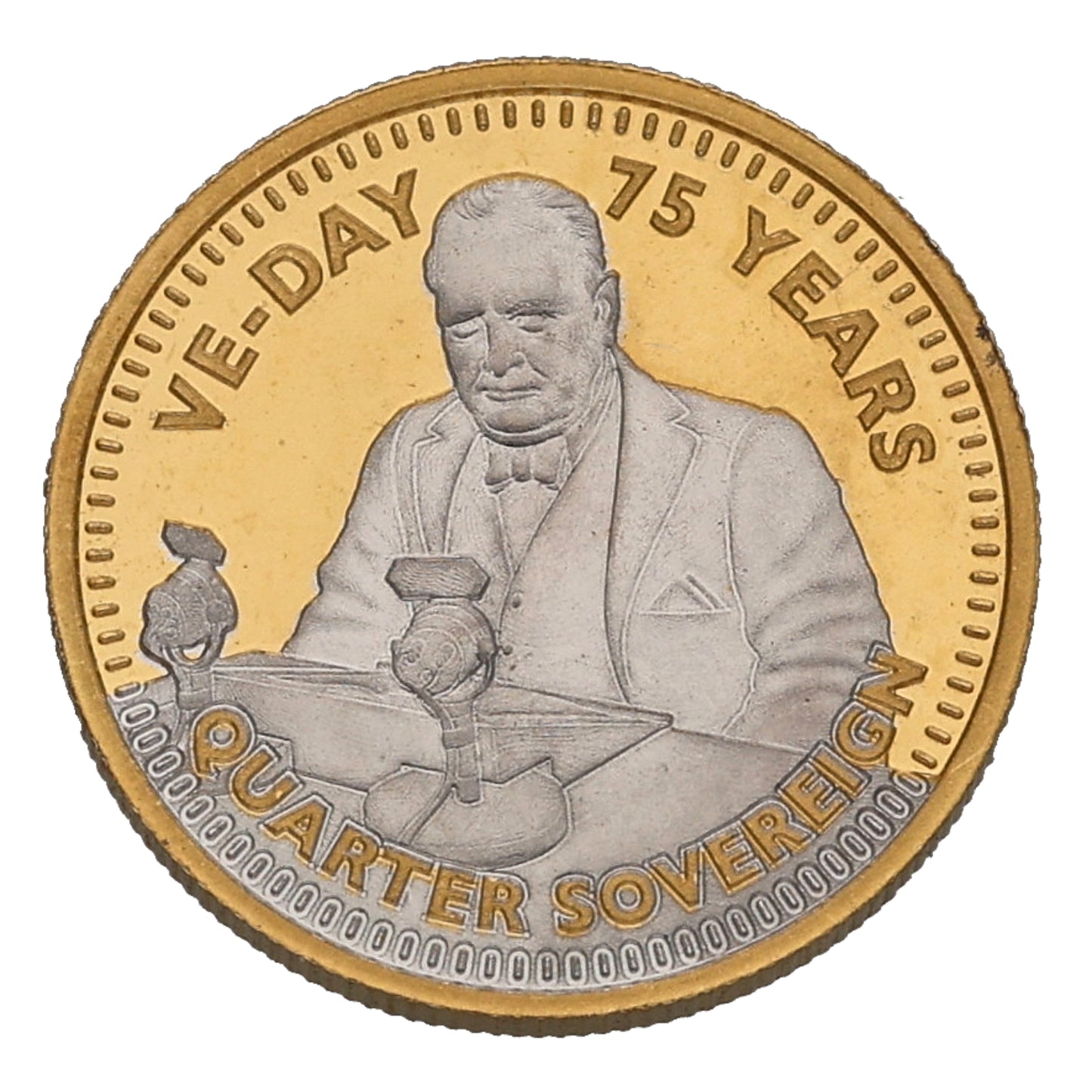 22ct Gold VE-Day 75 Years Quarter Sovereign Coin 2020