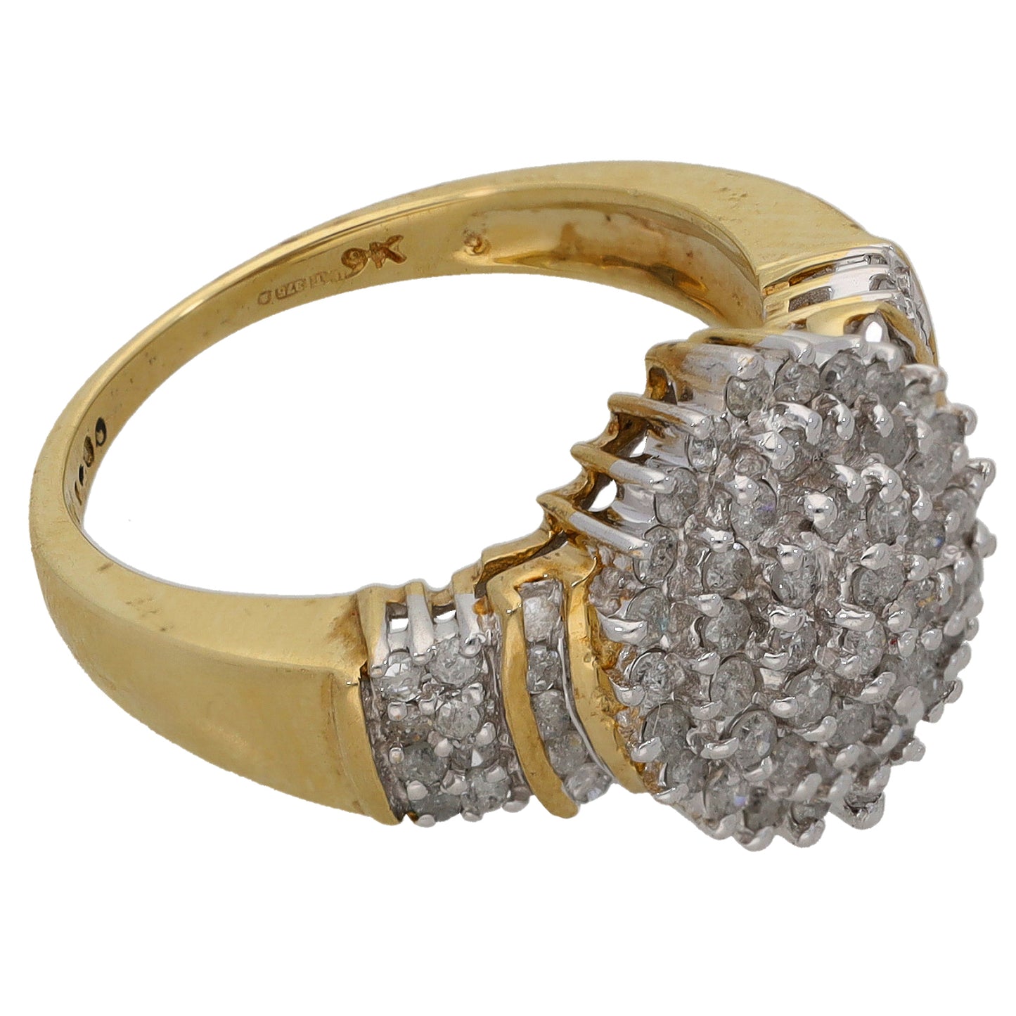 9ct Gold 1.00ct Diamond Cluster Ring Size P