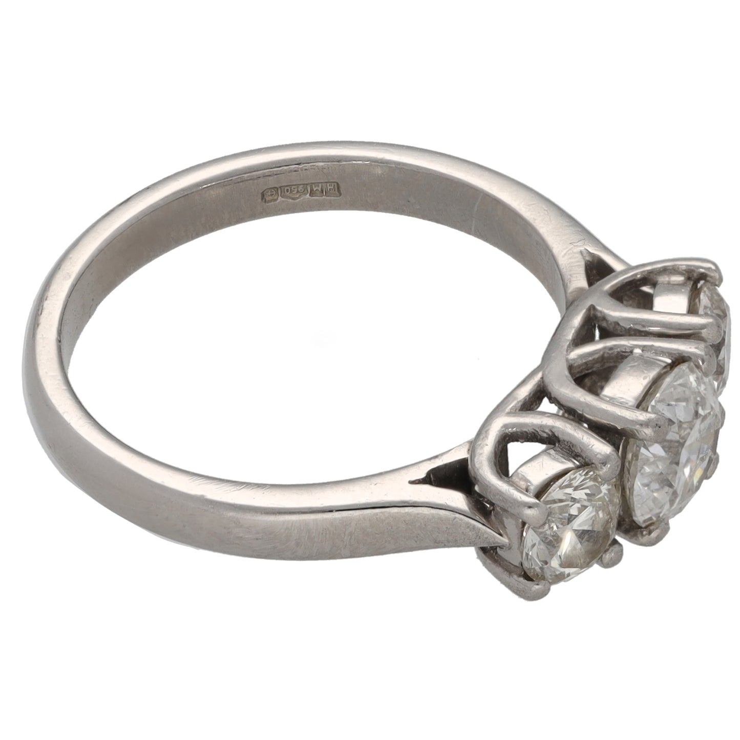 Platinum 1.23ct Diamond Trilogy Stone Ring Size L