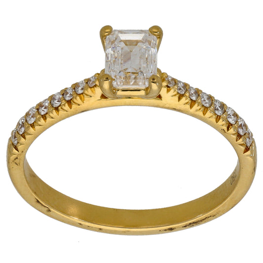 18ct Gold 0.84ct Diamond Solitaire Ring With Accent Stones Size O