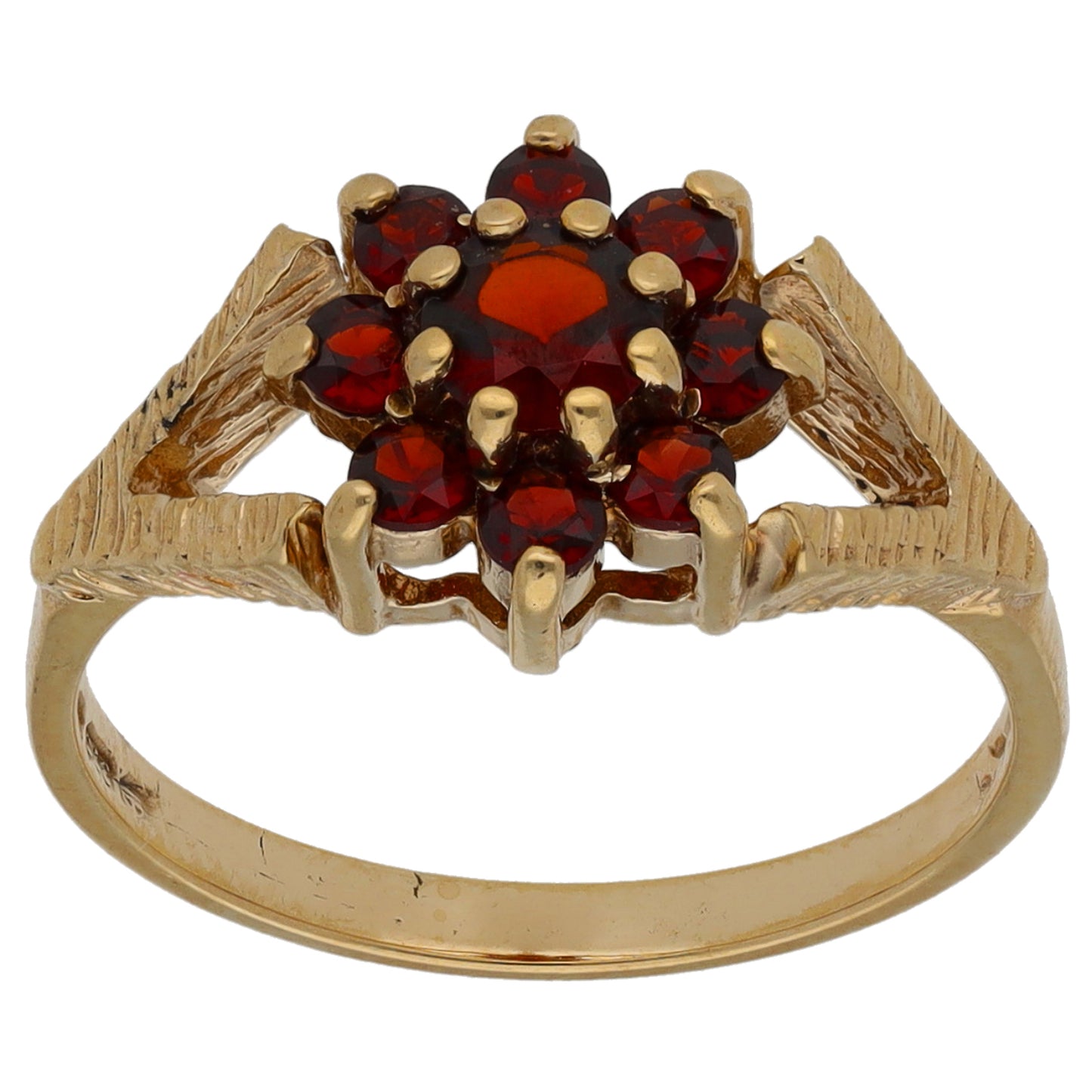 9ct Gold Garnet Cluster Ring Size M