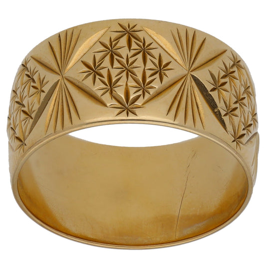 9ct Gold Patterned Wedding Ring Size O