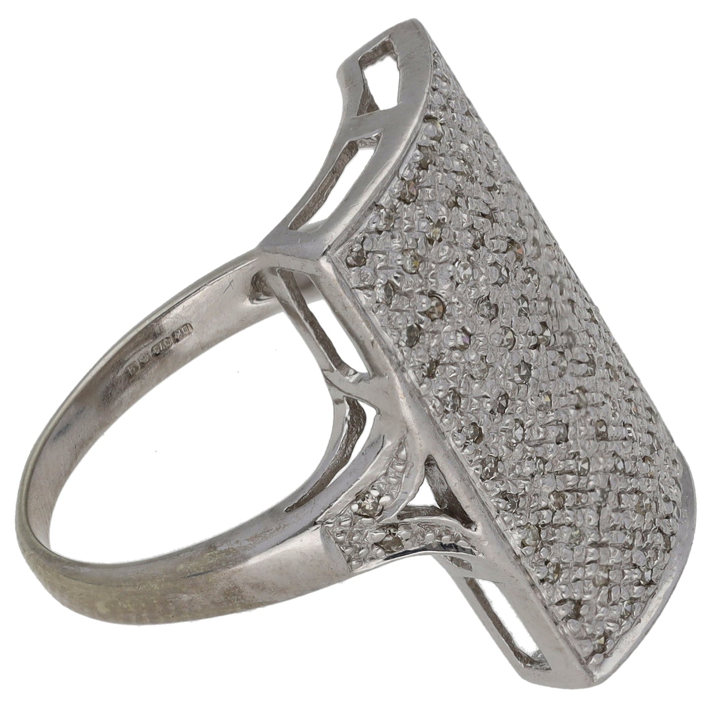 9ct White Gold 0.50ct Diamond Dress/Cocktail Ring Size N