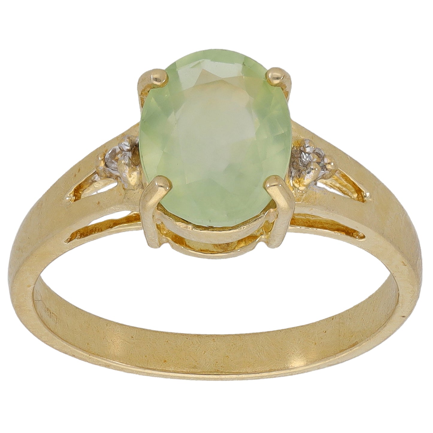 9ct Gold Prehnite & Imitation Gems Dress/Cocktail Ring Size N