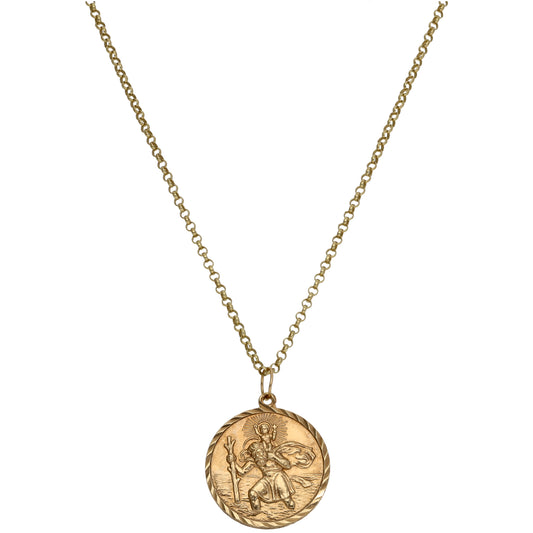 9ct Gold St Christopher Pendant With Chain