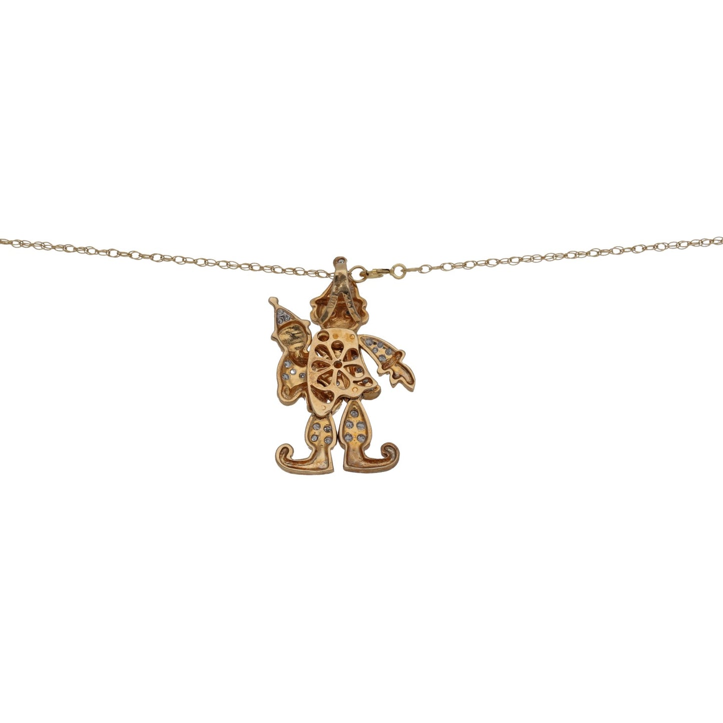 9ct Gold Sapphire & 0.31ct Diamond Clown Pendant With Chain