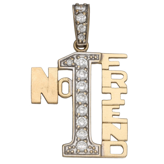 9ct Gold Cubic Zirconia No1 Friend Pendant