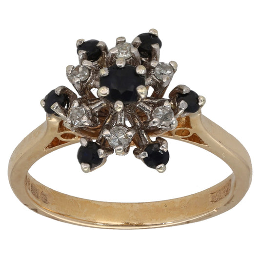 9ct Gold 0.06ct Diamond & Sapphire Dress/Cocktail Ring Size M