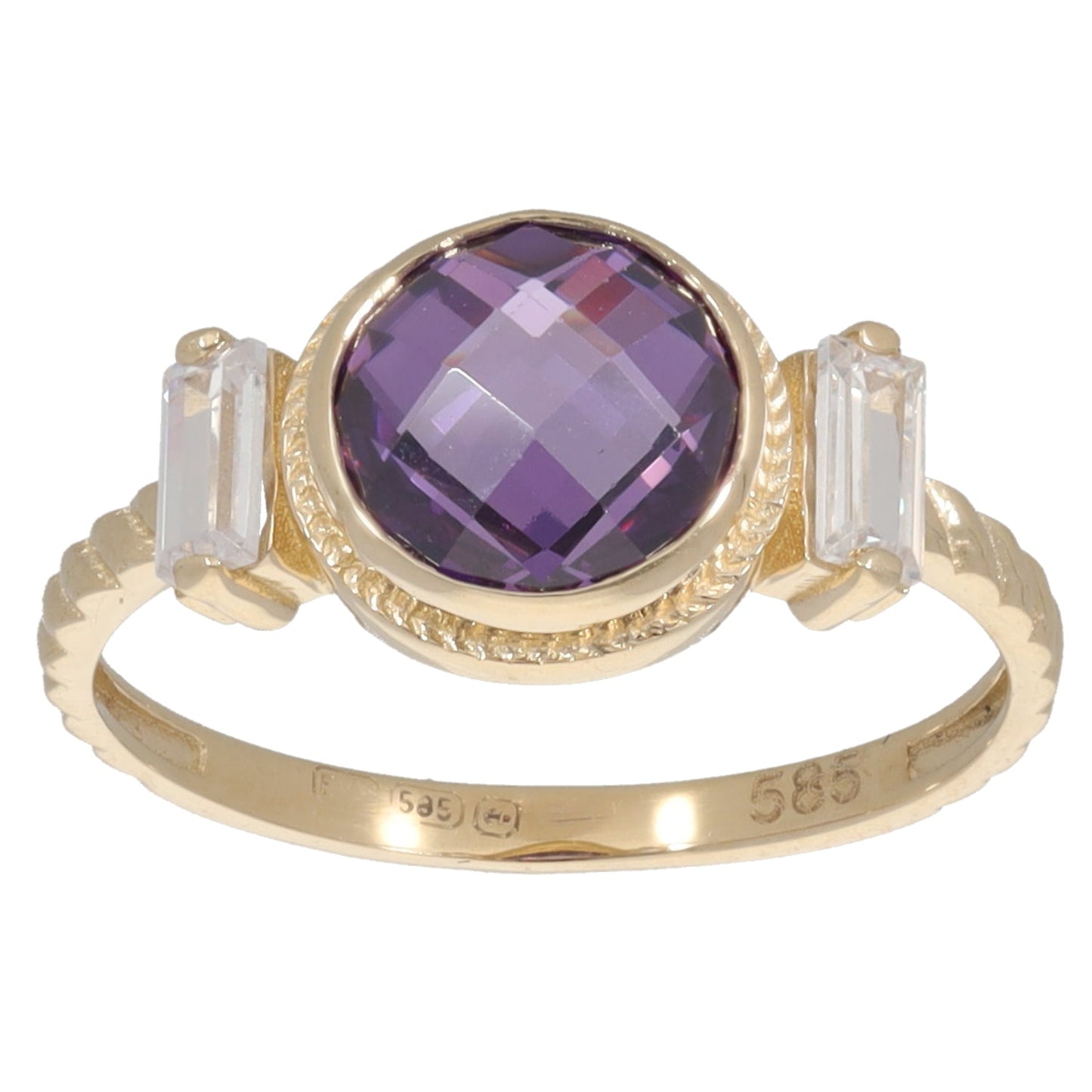 New 14ct Gold Kids Purple CZ Cocktail Ring