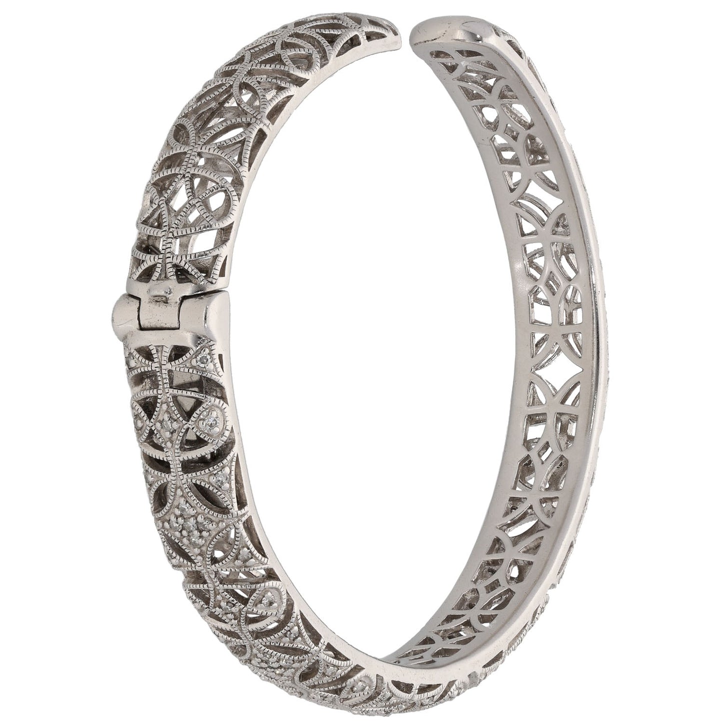 Sterling Silver 0.33ct Diamond Hinged/Clasp Bangle