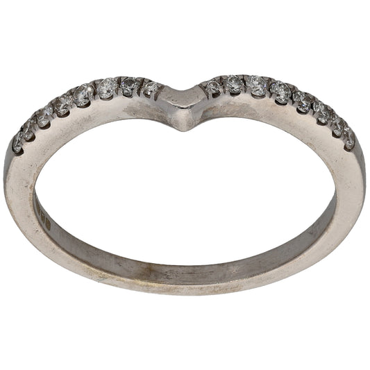 9ct White Gold 0.16ct Diamond Wishbone Ring Size N