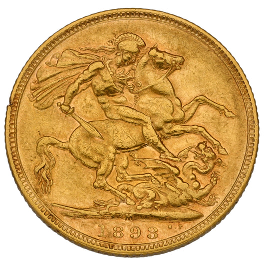22ct Gold Queen Victoria Full Sovereign Coin 1893