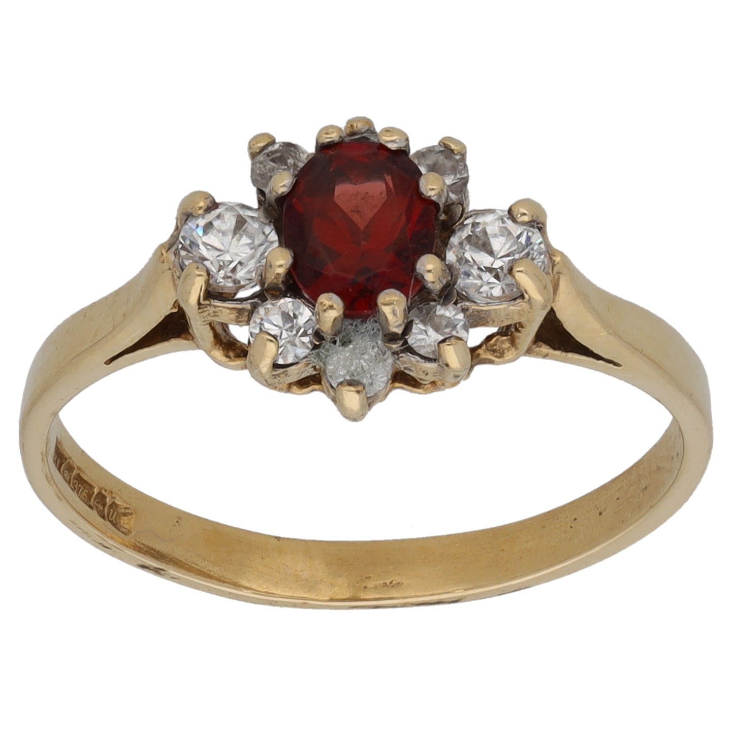9ct Gold Garnet & Imitation Dress/Cocktail Ring Size L