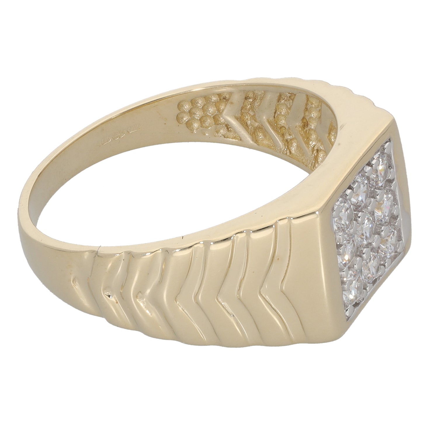 New 9ct Gold Cubic Zirconia Signet Ring Size V 1/2