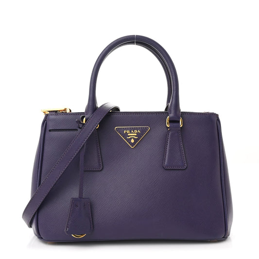 Prada Mini Galleria Tote Saffiano Lux Lamb Leather Bag - Uva