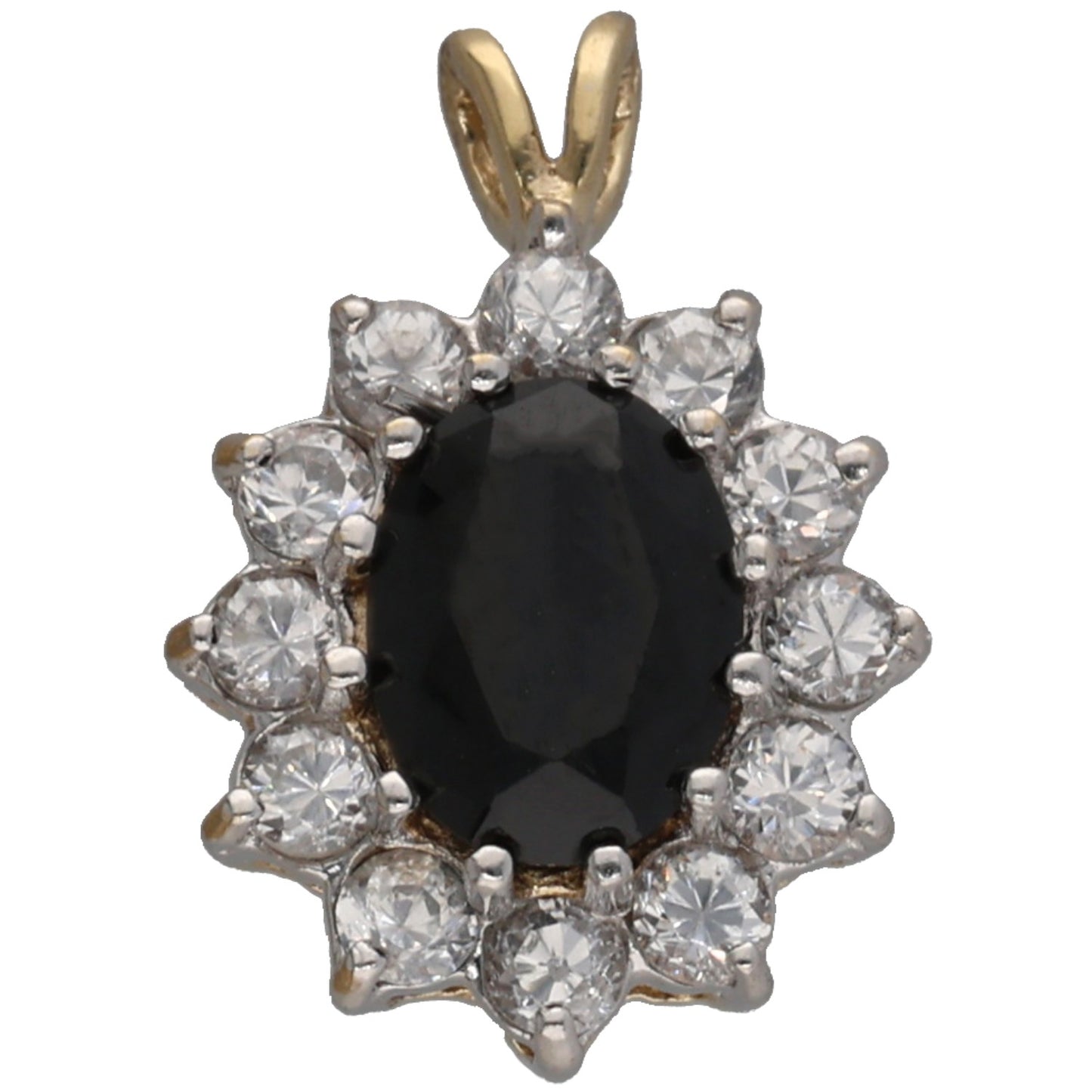 9ct Gold Sapphire & Cubic Zirconia Cluster Pendant