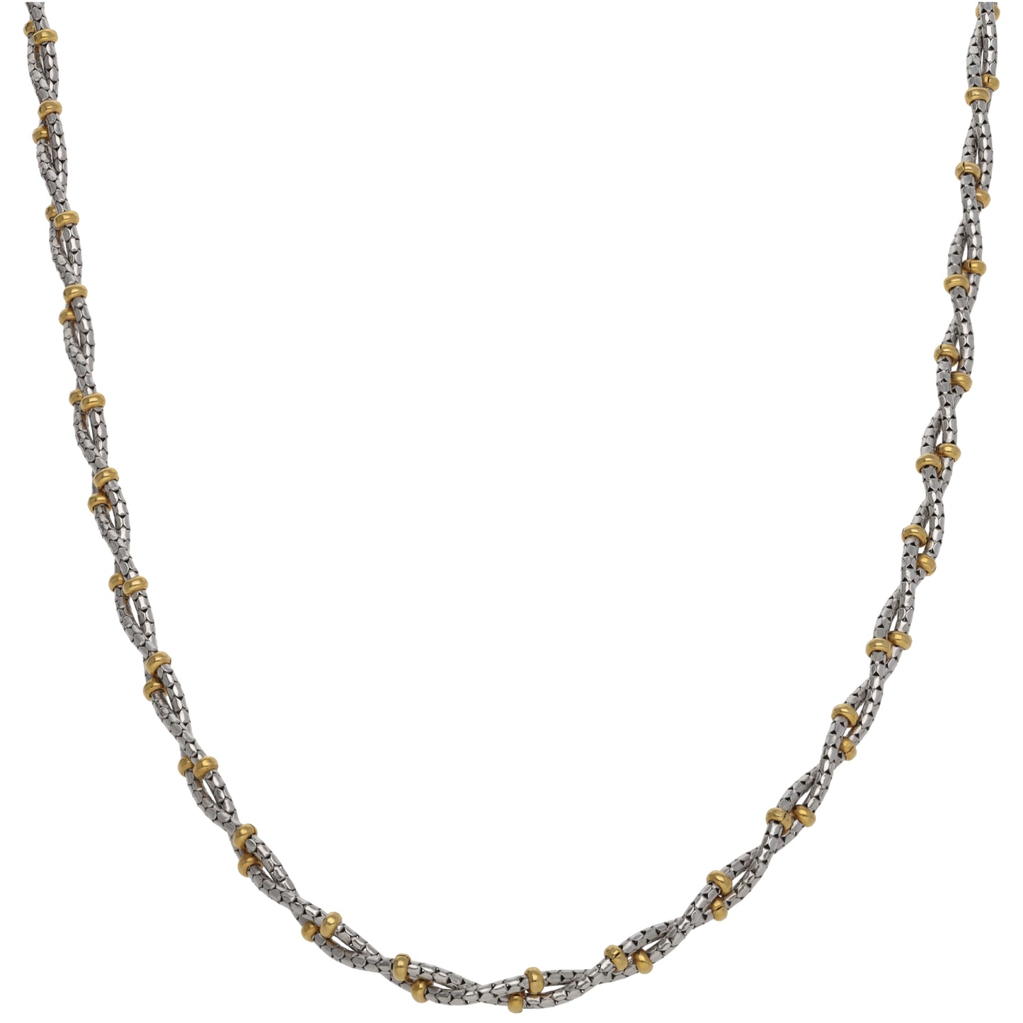 18ct Bi-Colour Gold Fancy Necklace 18"