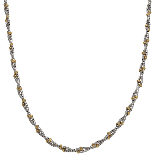 18ct Bi-Colour Gold Fancy Necklace 18"