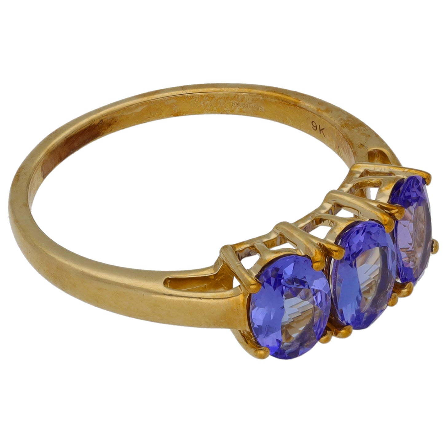 9ct Gold Tanzanite Three Stone Ring Size P