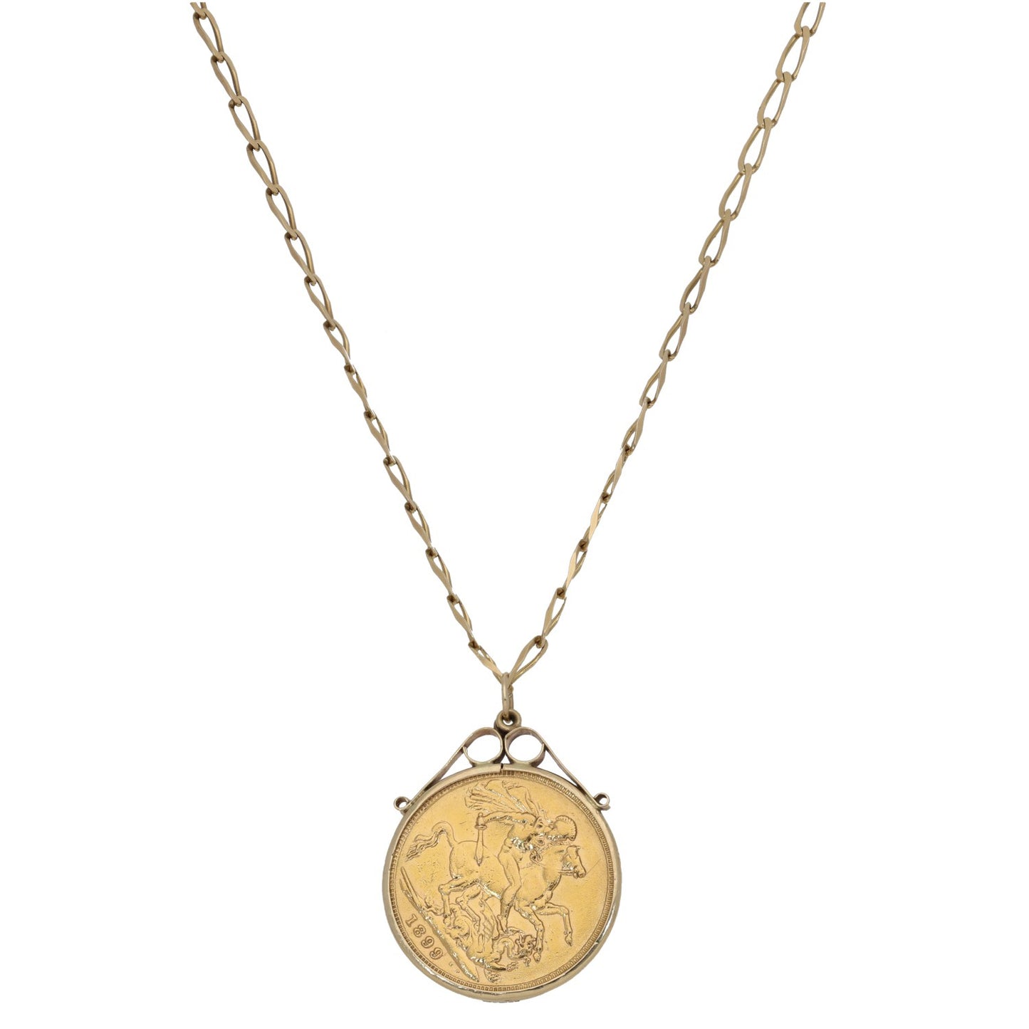9ct Gold Full Sovereign Coin Pendant With Chain