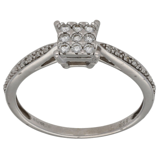 9ct White Gold 0.32ct Diamond Dress/Cocktail Ring Size T