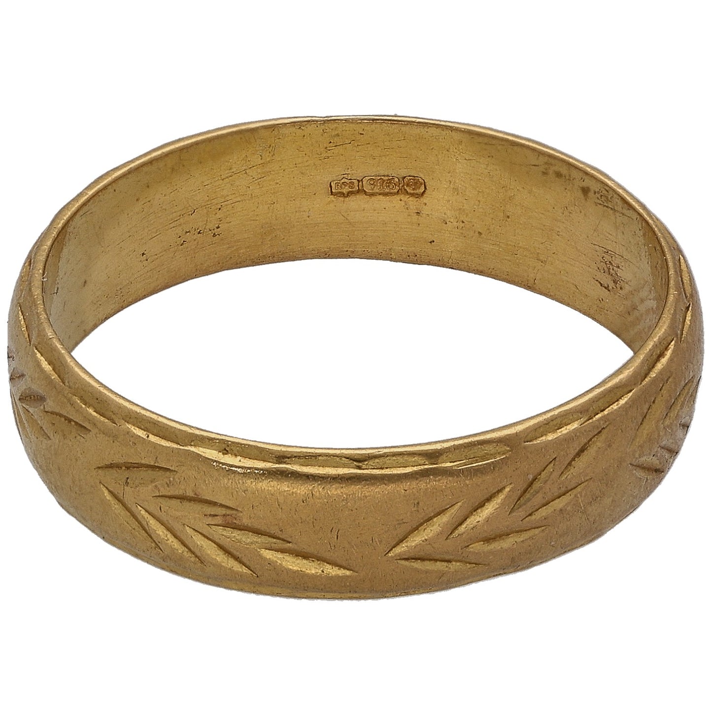 22ct Gold Patterned Wedding Ring Size Q
