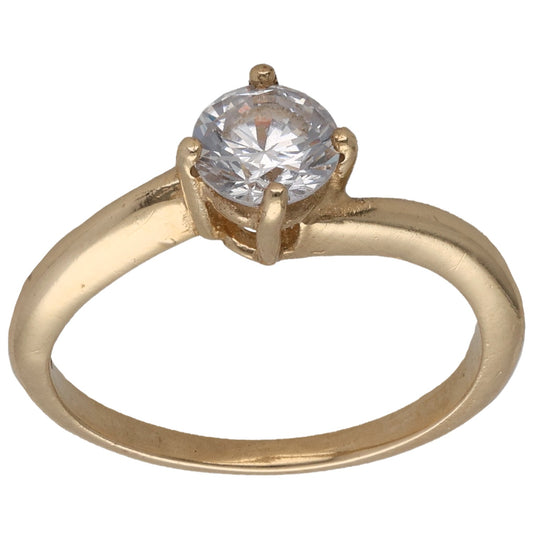 9ct Gold Cubic Zirconia Single Stone Ring Size K