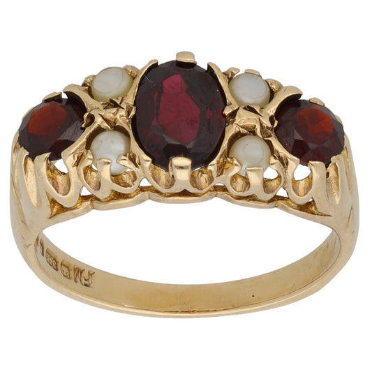 9ct Gold Garnet & Opal Dress/Cocktail Ring Size N