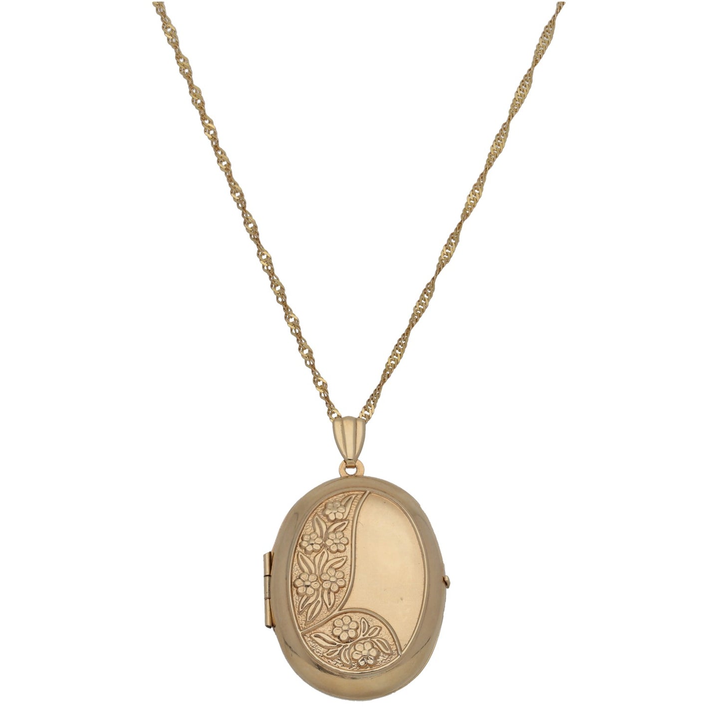 9ct Gold Patterned Locket Pendant With Chain