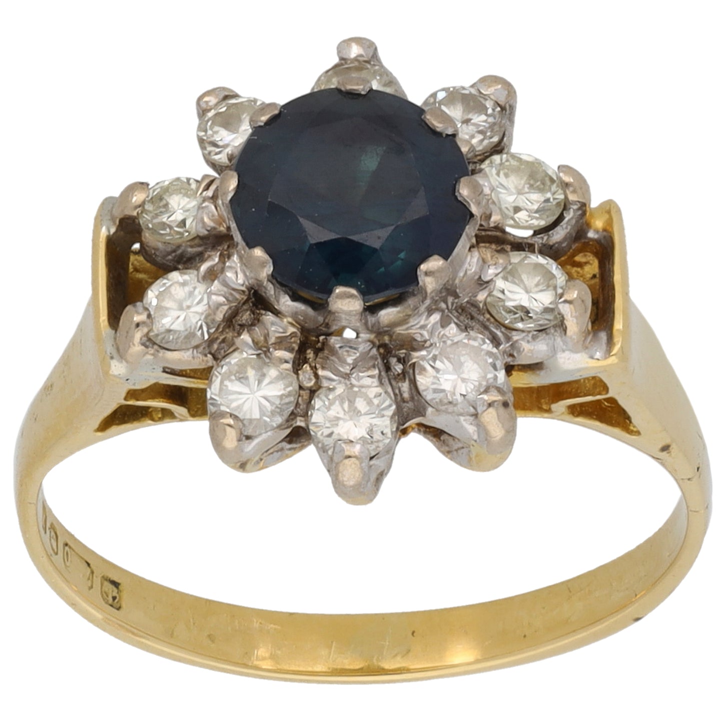 18ct Gold 0.30ct Diamond & Sapphire Dress/Cocktail Ring Size L