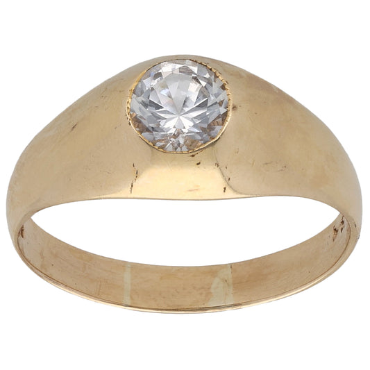 9ct Gold Cubic Zirconia Single Stone Ring Size X