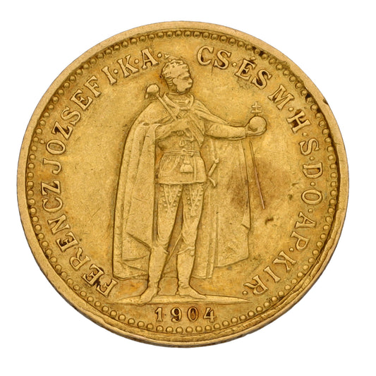 22ct Gold Hungarian 10 Korona Coin 1904