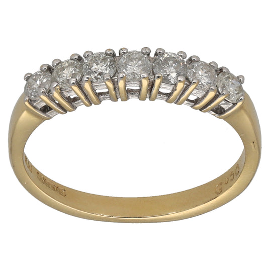 18ct Gold 0.50ct Diamond Half Eternity Ring Size L
