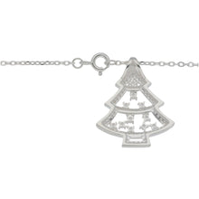Load image into Gallery viewer, New Sterling Silver Cubic Zirconia Christmas Tree Pendant With Chain
