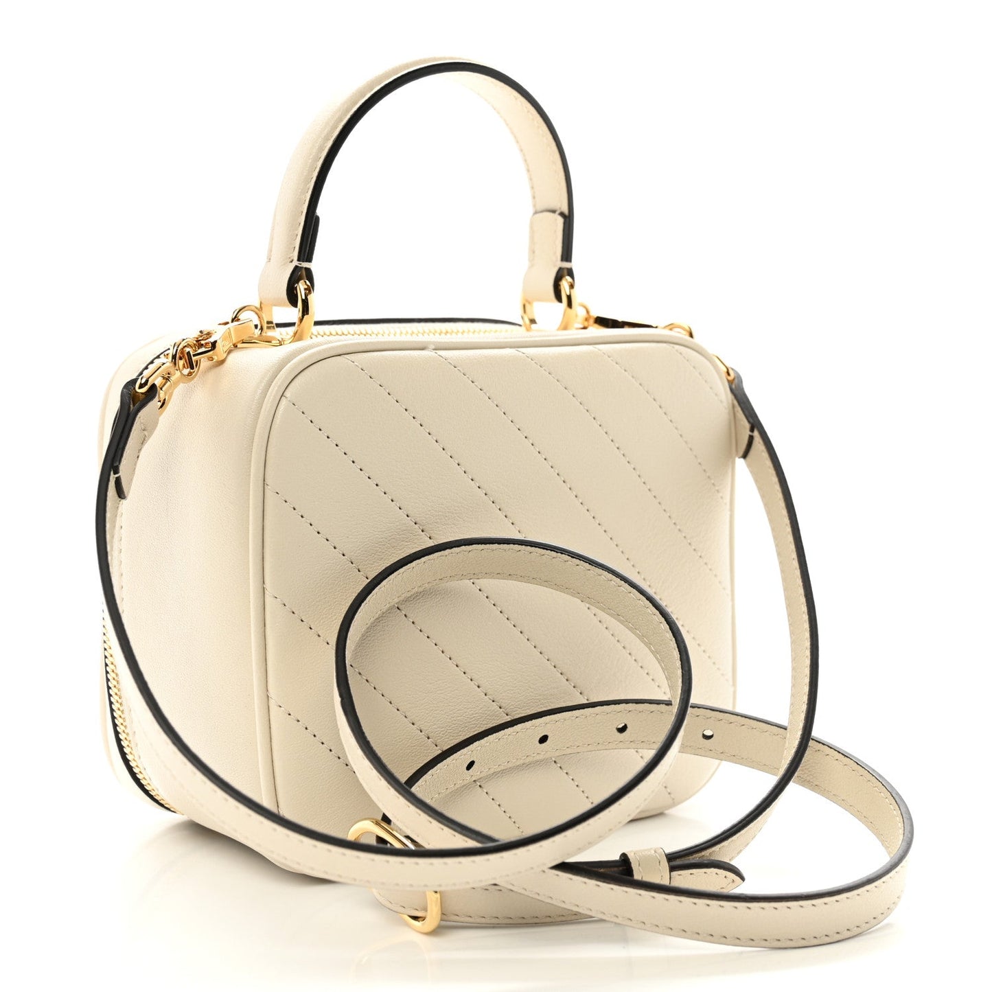 Gucci Blondie Top Handle Leather Bag - Mystic White