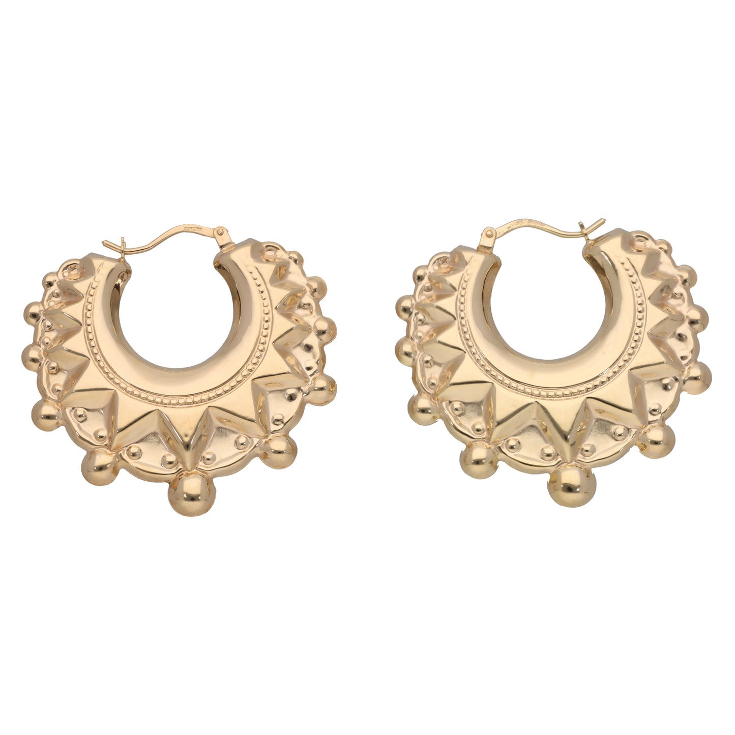 New 9ct Gold Spiked Creole Earrings