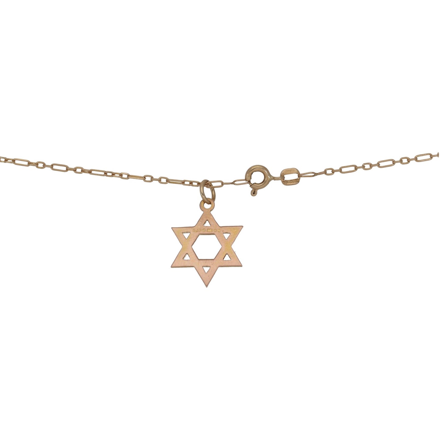 9ct Gold Star of David Pendant With Chain