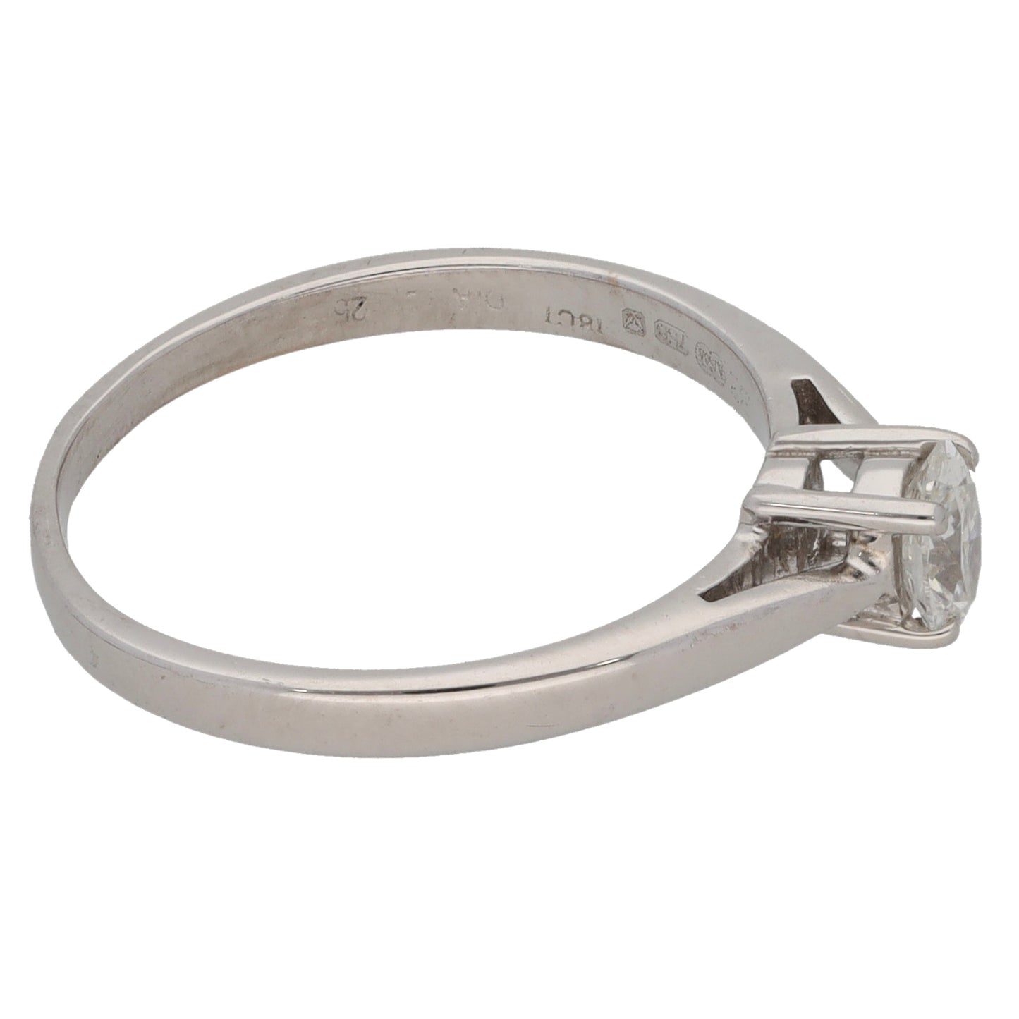 18ct White Gold 0.25ct Diamond Solitaire Ring Size M