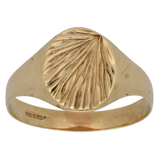 9ct Gold Patterned Signet Ring Size Z