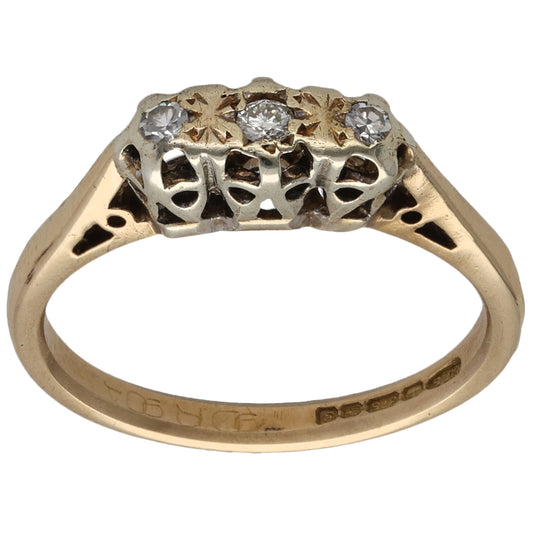 9ct Gold 0.07ct Diamond Trilogy Ring Size K